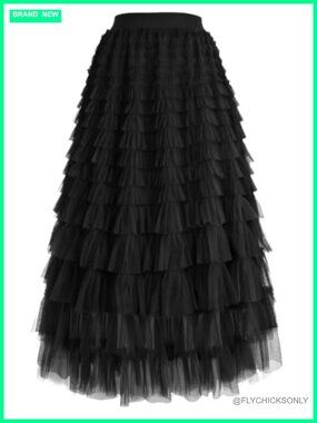 Women's Tulle Maxi Skirt Tiered Ruffle A-Line Fairy Tutu Party